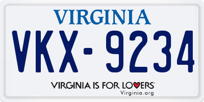 VA license plate VKX9234