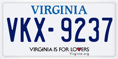 VA license plate VKX9237