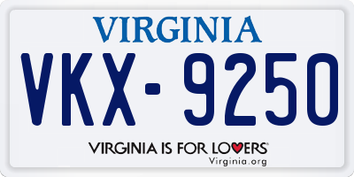 VA license plate VKX9250