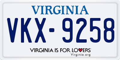 VA license plate VKX9258