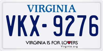 VA license plate VKX9276