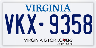 VA license plate VKX9358