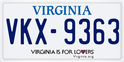 VA license plate VKX9363