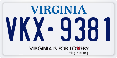 VA license plate VKX9381