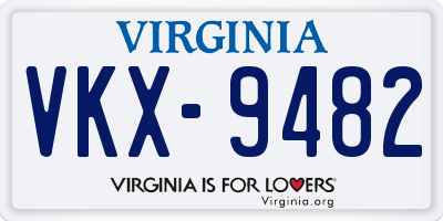 VA license plate VKX9482