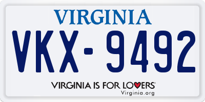 VA license plate VKX9492