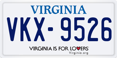 VA license plate VKX9526