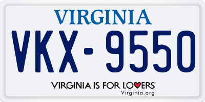 VA license plate VKX9550