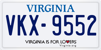 VA license plate VKX9552