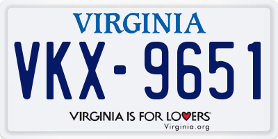 VA license plate VKX9651