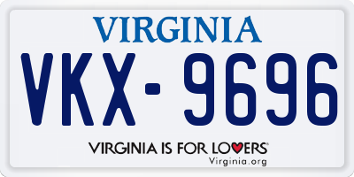 VA license plate VKX9696