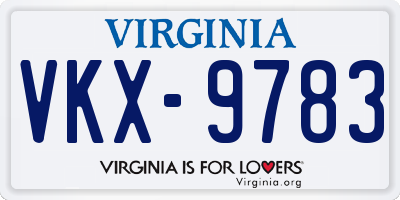VA license plate VKX9783