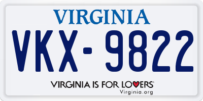 VA license plate VKX9822