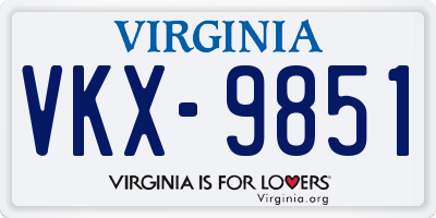 VA license plate VKX9851