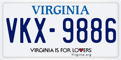 VA license plate VKX9886