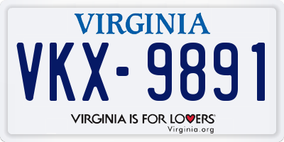 VA license plate VKX9891