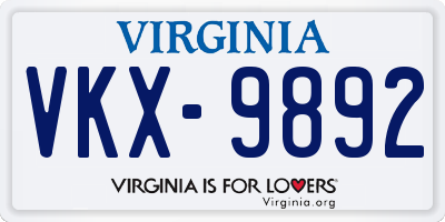 VA license plate VKX9892