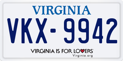 VA license plate VKX9942