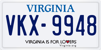 VA license plate VKX9948