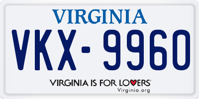 VA license plate VKX9960