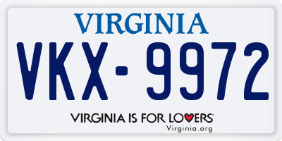 VA license plate VKX9972
