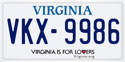 VA license plate VKX9986