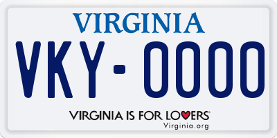 VA license plate VKY0000