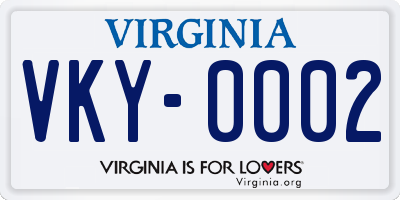 VA license plate VKY0002