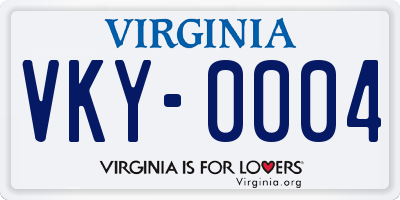 VA license plate VKY0004