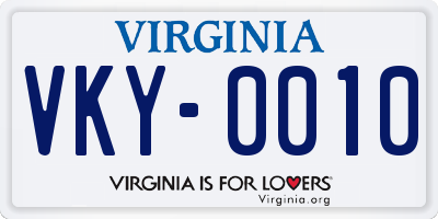 VA license plate VKY0010