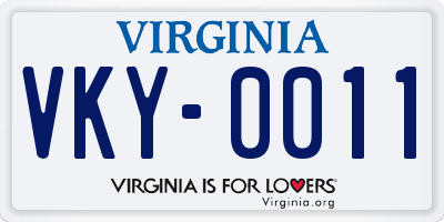 VA license plate VKY0011