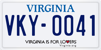 VA license plate VKY0041