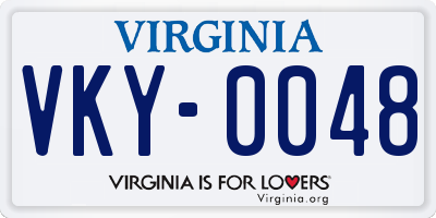 VA license plate VKY0048