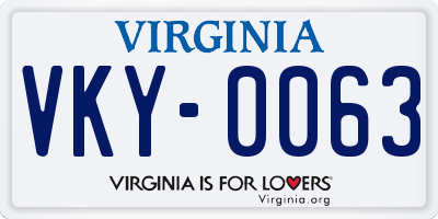 VA license plate VKY0063
