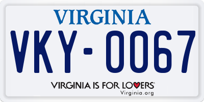 VA license plate VKY0067