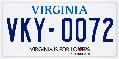 VA license plate VKY0072