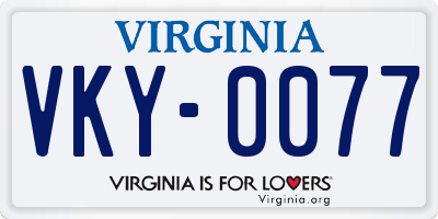 VA license plate VKY0077