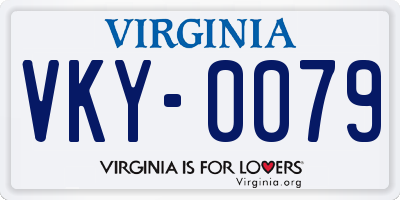 VA license plate VKY0079