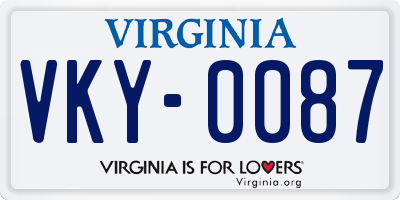 VA license plate VKY0087