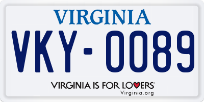 VA license plate VKY0089