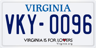 VA license plate VKY0096