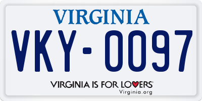 VA license plate VKY0097