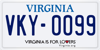 VA license plate VKY0099