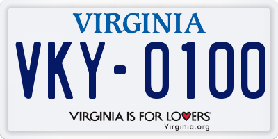 VA license plate VKY0100
