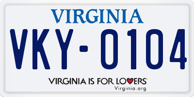 VA license plate VKY0104