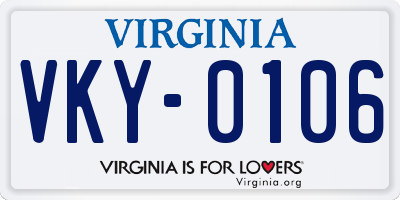 VA license plate VKY0106