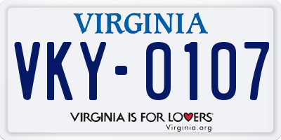 VA license plate VKY0107