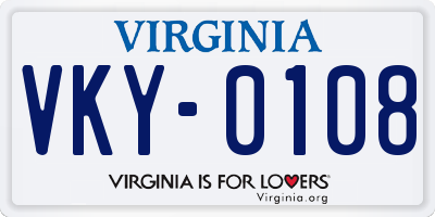 VA license plate VKY0108