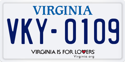 VA license plate VKY0109