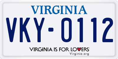VA license plate VKY0112